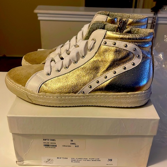 Meline  high top sneaker  gold and white - Picture 1 of 5